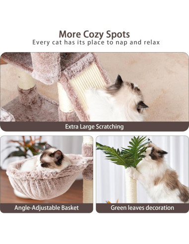 Árbol para Gatos Heybly HCT015, Torre 165.9 cm con Cueva y Rascadores