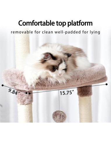 Árbol para Gatos Heybly HCT015, Torre 165.9 cm con Cueva y Rascadores