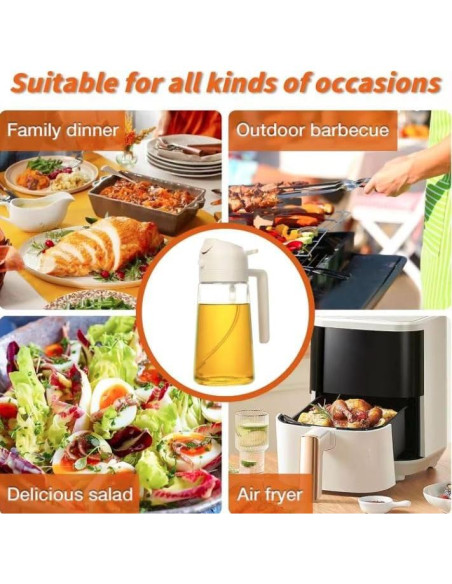 Dispensador y Pulverizador de Aceite 2 en 1 RAYSHINE Vidrio 480ml