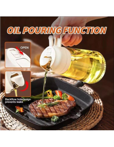 Dispensador y Pulverizador de Aceite 2 en 1 RAYSHINE Vidrio 480ml