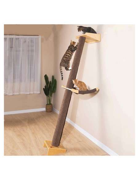 Árbol de Gato de Pared Shengocase 199 cm con Hamaca y Rascador