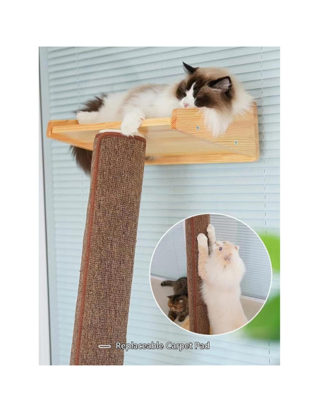 Árbol de Gato de Pared Shengocase 199 cm con Hamaca y Rascador