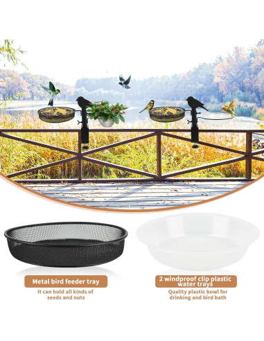 Comedero para Aves DAEHUI de Balcón con Bandeja y 2 Cuencos
