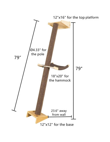Árbol de Gato de Pared Shengocase 199 cm con Hamaca y Rascador