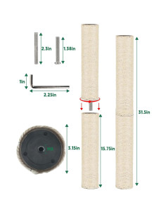Poste Rascador de Repuesto BNOSDM 40 x 8 cm para Gatos 2