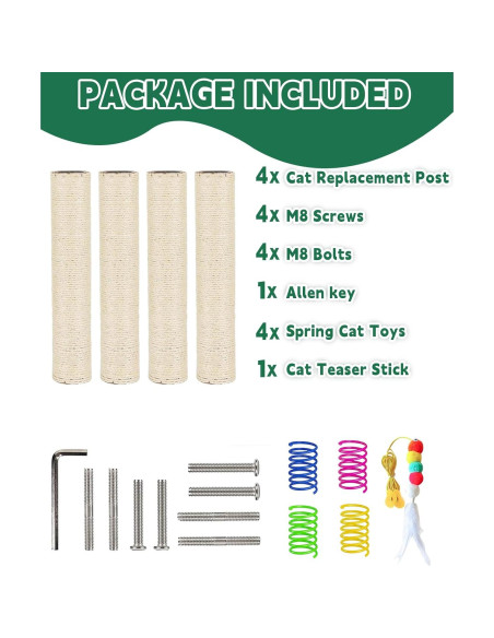 Poste Rascador de Repuesto BNOSDM 40 x 8 cm para Gatos