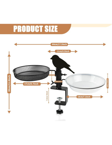 Comedero para Aves DAEHUI de Balcón con Bandeja y 2 Cuencos