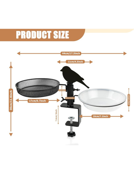 Comedero para Aves DAEHUI de Balcón con Bandeja y 2 Cuencos