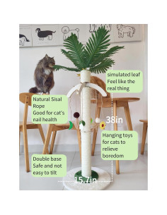 Poste Rascador para Gatos Grande 95 cm con Juguetes Colgantes 2