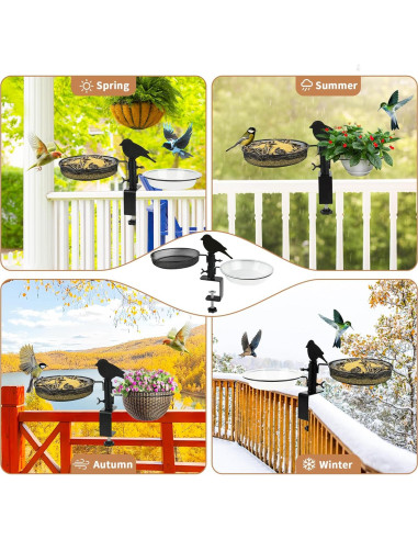 Comedero para Aves DAEHUI de Balcón con Bandeja y 2 Cuencos