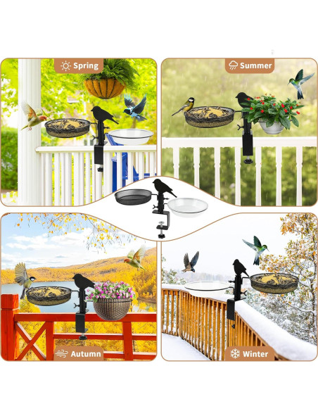 Comedero para Aves DAEHUI de Balcón con Bandeja y 2 Cuencos