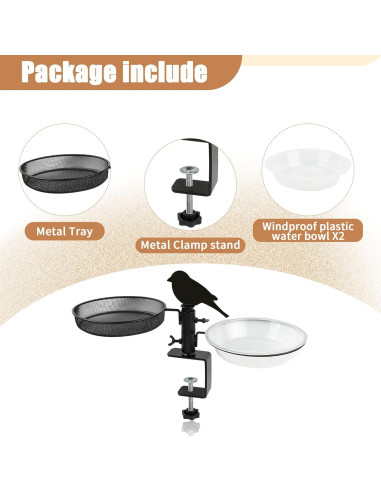 Comedero para Aves DAEHUI de Balcón con Bandeja y 2 Cuencos