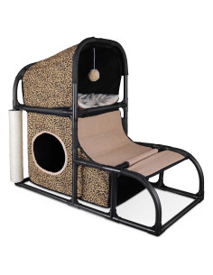 Casa de Gato Mediana Goetland con Rascador y Escalera 85x45x70 cm
