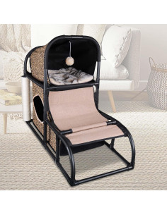 Casa de Gato Mediana Goetland con Rascador y Escalera 85x45x70 cm 2