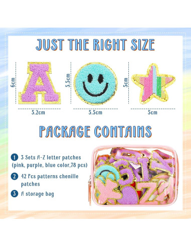 Parches de Letras Chenille Yilloog 120 Pcs para Ropa y Manualidades