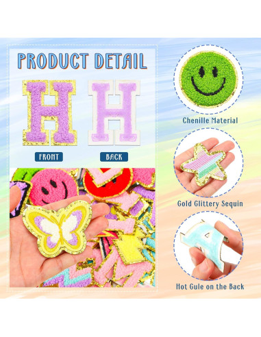 Parches de Letras Chenille Yilloog 120 Pcs para Ropa y Manualidades