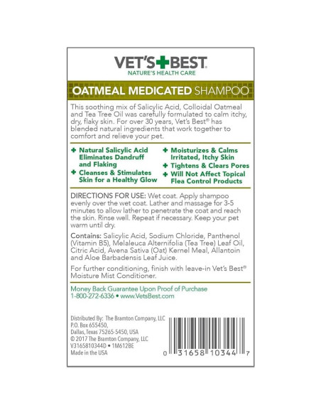 Champú Medicado de Avena Vet's Best para Perros 473 ml