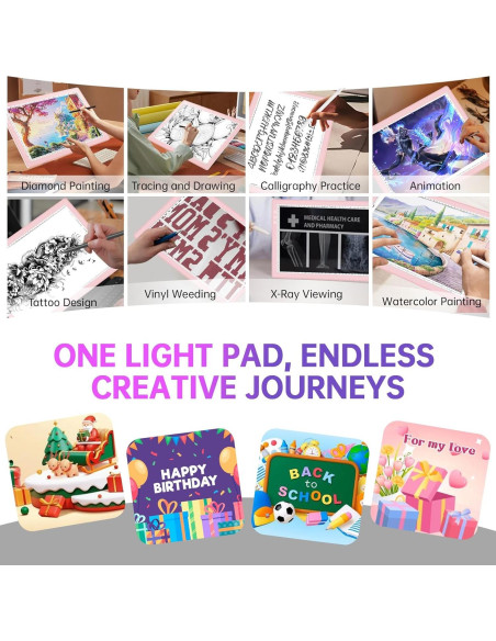 Caja de Luz LED Recargable ZEXALIGHT A3 Rosa 42x32cm