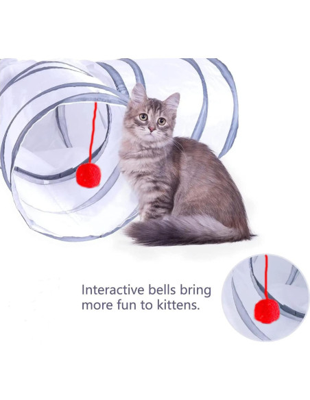 Túnel Plegable para Gatos AliceDreamSky 3 Vías Blanco y Gris