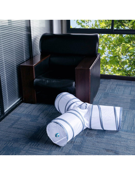 Túnel Plegable para Gatos AliceDreamSky 3 Vías Blanco y Gris