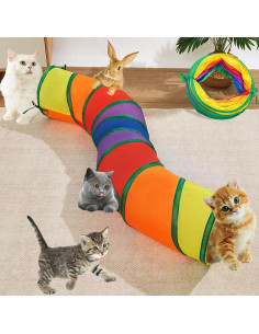 Túnel Plegable para Gatos Mabaytir Arcoíris 120 cm Interactivo 2