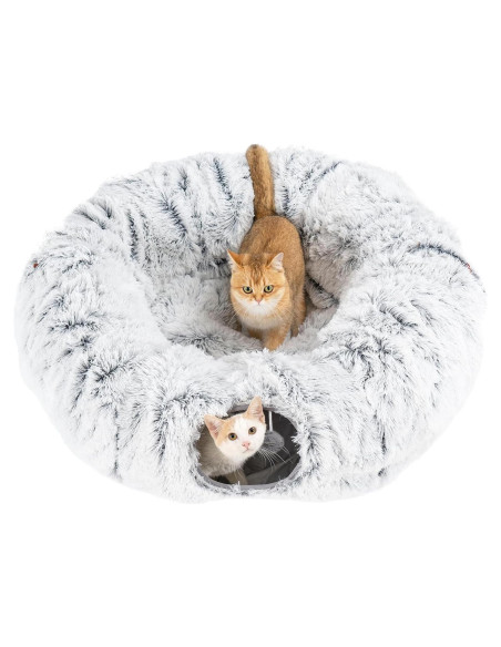 Cama de túnel para gatos Avont gris con cojín lavable