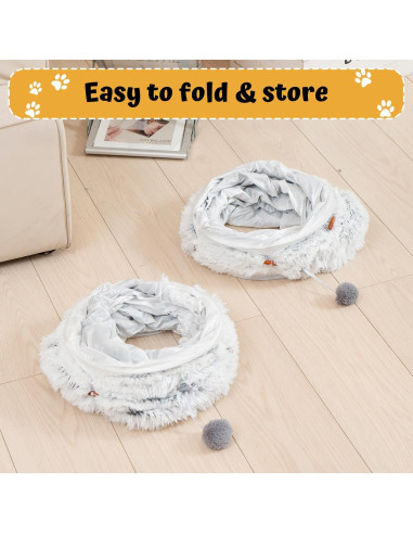 Cama de túnel para gatos Avont gris con cojín lavable