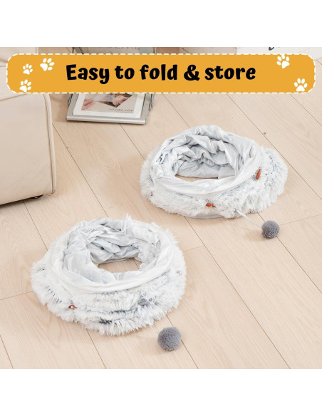 Cama de túnel para gatos Avont gris con cojín lavable