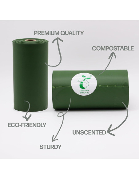 Bolsas de Poop Biodegradables Pet & Posh 120 Unidades 33x23cm