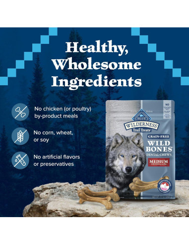 Golosinas Dentales Blue Buffalo Wilderness Medianas 27 oz