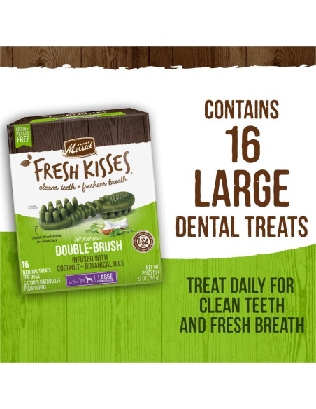Masticables Dentales Merrick Fresh Kisses Para Perros Grandes 22.68 Kg - Caja 16 Unidades