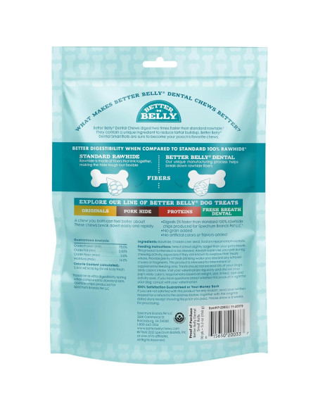 Masticables Dentales para Perros Mejor Barriga 10 Unidades 8.9-10.2 cm