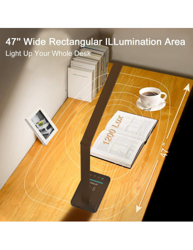 Lámpara de Escritorio LED AFROG 8 en 1 Cargador Inalámbrico 10W