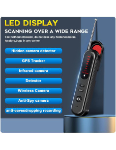 Detector de Cámara Oculta SEVENPARK T01 Portátil 5 Niveles Sensibilidad 2