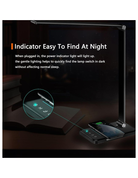 Lámpara de Escritorio LED AFROG 8 en 1 Cargador Inalámbrico 10W