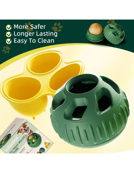 Juguetes Masticables para Perros Sobirdos - 2 Pcs Bolas Rellenables y Moldes de Silicona