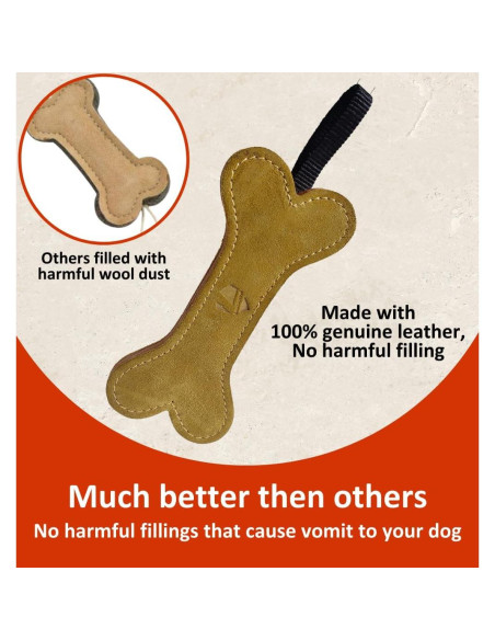 Juguete de Masticar para Perros Leatherow Hueso de Cuero 100% Natural