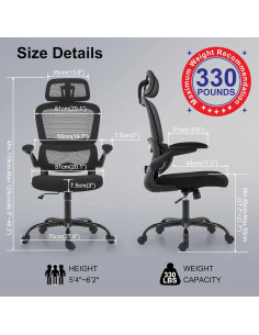 Silla de Oficina Ergonómica TRALT YX001-1 Negra 150 kg 2