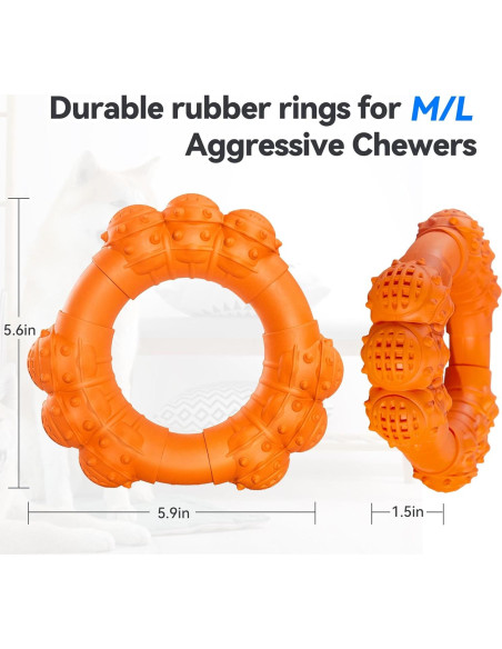 Juguete Indestructible para Perros Grandes DAOZIJI - Anillo Masticable Naranja