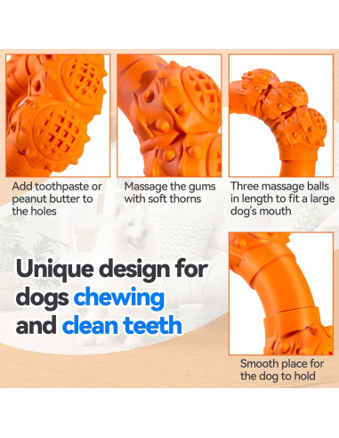 Juguete Indestructible para Perros Grandes DAOZIJI - Anillo Masticable Naranja