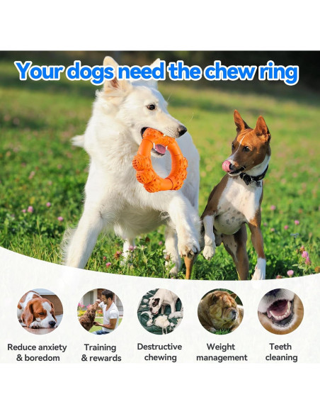 Juguete Indestructible para Perros Grandes DAOZIJI - Anillo Masticable Naranja