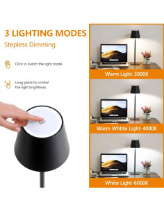 Lámpara de Mesa LED Recargable Inalámbrica 2 Paquetes Negra 2