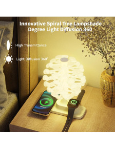 Lámpara de Mesa Espiral GOUTOOL con Cargador Inalámbrico 15W 2