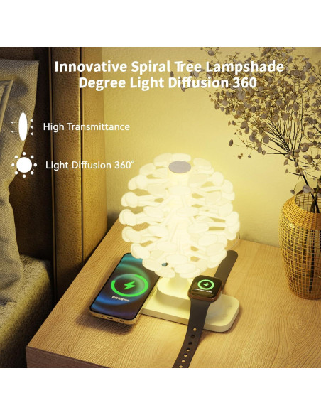 Lámpara de Mesa Espiral GOUTOOL con Cargador Inalámbrico 15W