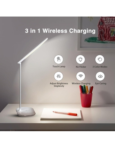 Lámpara de Escritorio LED L SHY-U L con Carga Inalámbrica 10W