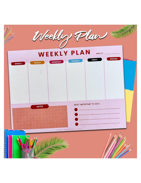 Bloc de Notas Semanal Simple Purposeful Living 50 Hojas 16.5x22.8cm