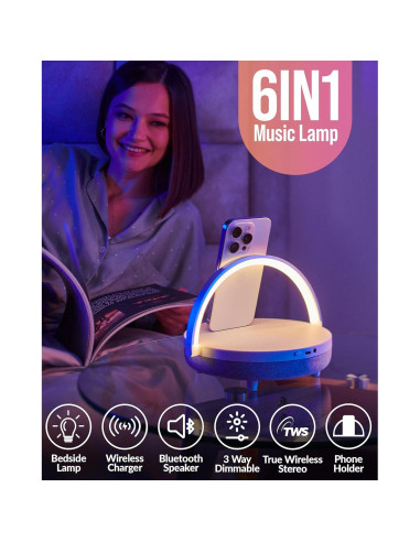 Lámpara de Noche LED BELMAK T11 con Cargador Inalámbrico 6 en 1