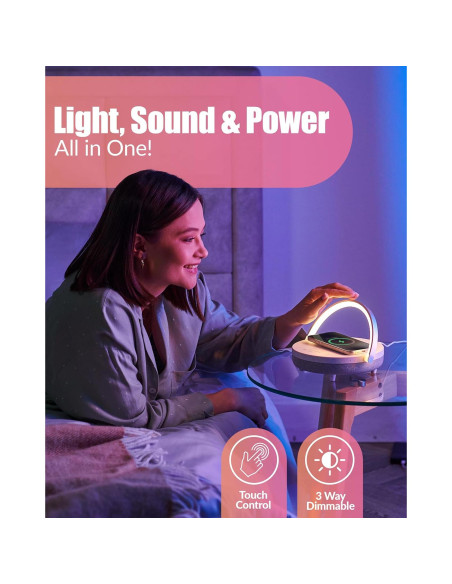 Lámpara de Noche LED BELMAK T11 con Cargador Inalámbrico 6 en 1