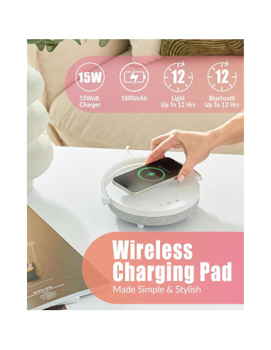 Lámpara de Noche LED BELMAK T11 con Cargador Inalámbrico 6 en 1