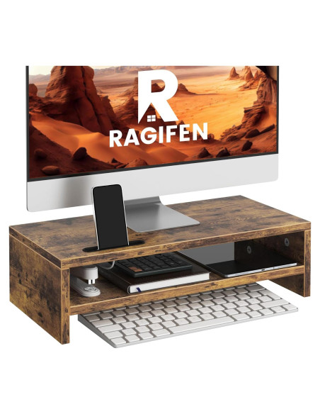 Soporte de Monitor de Madera RAGIFEN 2 Niveles Antideslizante